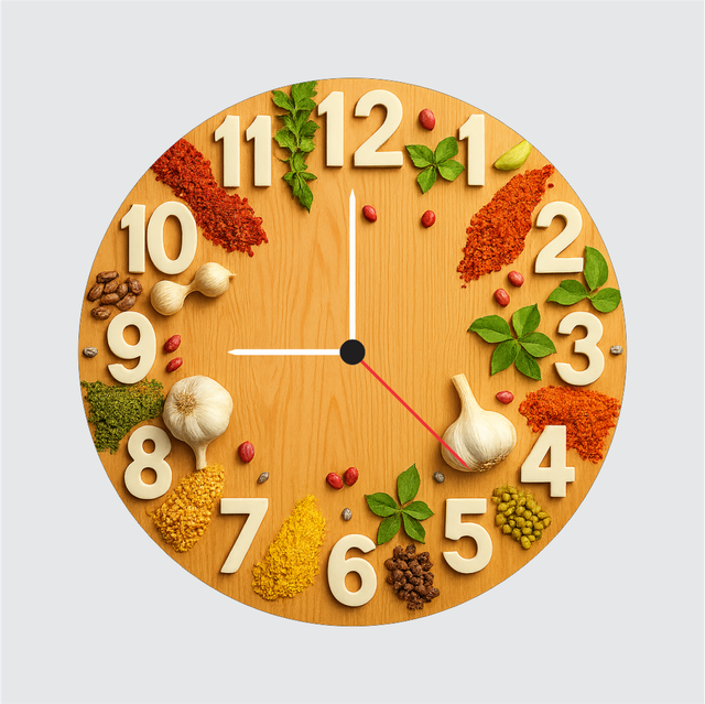 103-1.png TERA MERA GIFT 12 Inch MDF Kitchen Theme Wall Clock Colourful Spice Design Decorative Quartz Clock for Home Restaurants - Image 1