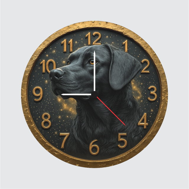 111-1.png TERA MERA GIFT 12 Inch MDF Black Dog Theme Wall Clock 3D Art Silent Quartz Decorative Clock for Home Living Room Bedroom - Image 1