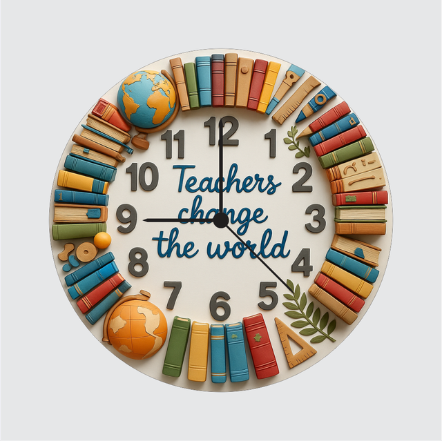 24-3.png TERA MERA GIFT Teacher Quote Wall Clock 12 Inch – Educational Book Theme Clock for Classroom Office & Appreciation Gifts - Image 1