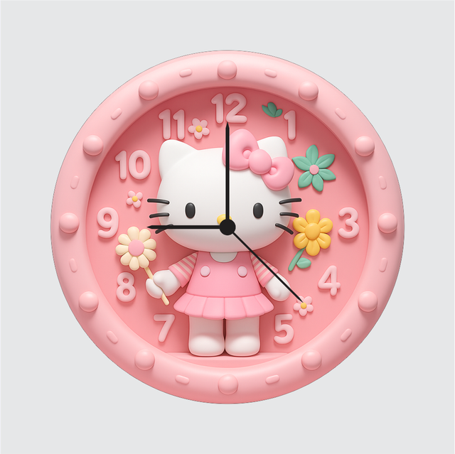 42-3.png TERA MERA GIFT Cute Pink Kitty Wall Clock 12 Inch | Kids Room Cartoon Wall Clock | Perfect Gift for Girls Birthdays & Home Décor - Image 1