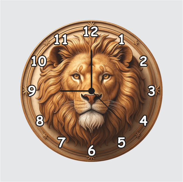 48-1.png TERA MERA GIFT 3D Wooden Lion Wall Clock 12 Inch Round Clock – Royal Animal Design for Living Room & Home Decoration - Image 1