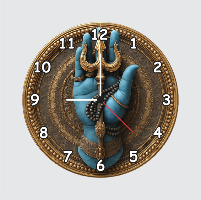 51-1.png TERA MERA GIFT Shiva Hand Trishul Wall Clock 12 Inch | Divine Spiritual Wall Clock for Home Temple & Office | Perfect Gift for Festivals & Housewarming - Image 1