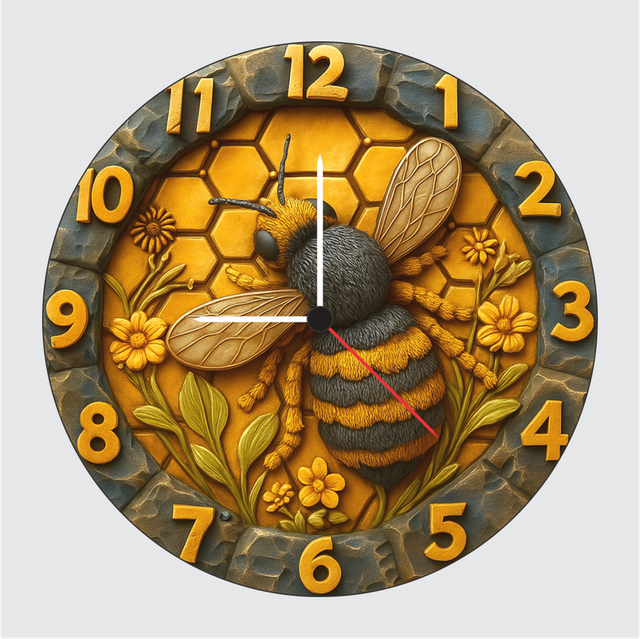 6-1.png TERA MERA GIFT 3D Wooden Bee Wall Clock 12 Inch Round Clock – Floral Nature Artwork Wall Decor for Bedroom Living Room and Office - Image 1