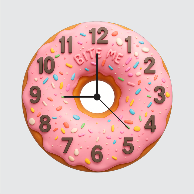 6-3.png TERA MERA GIFT Donut Wall Clock 12 Inch – Fun Pink Sprinkle Donut Decor for Kitchen, Kids Room & Home | Perfect Birthday & Festive Gift - Image 1