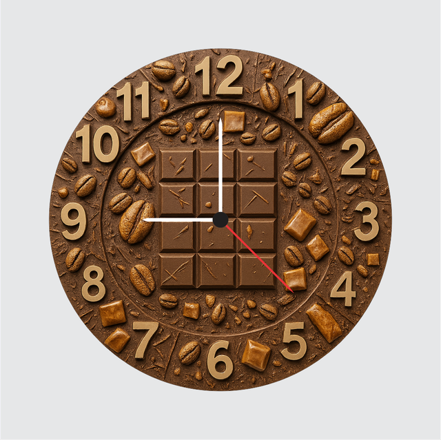 75-1.png TERA MERA GIFT Chocolate Theme Wall Clock 12 Inch Coffee Beans Decor Clock for Kitchen & Gifting - Image 1