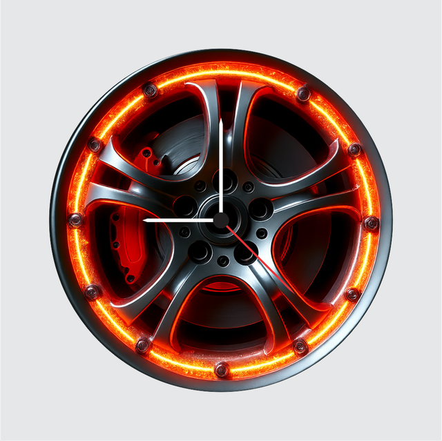 86-1.png TERA MERA GIFT Sports Car Rim Wall Clock 12 Inch Racing Wheel Theme LED Look Decor Gift - Image 1