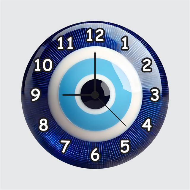 86.png TERA MERA GIFT | Evil Eye Wall Clock 12 Inch | 6mm MDF Matte Finish | Blue Eye Protection Wall Decor Clock - Image 1