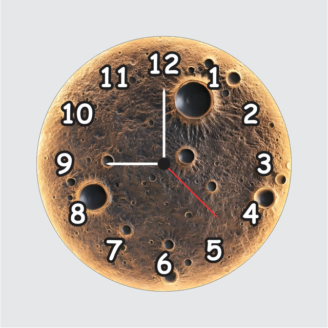 94.png TERA MERA GIFT | Moon Design Wall Clock 12 Inch | 6mm MDF Matte Finish | Crater Surface Art Wall Clock - Image 1