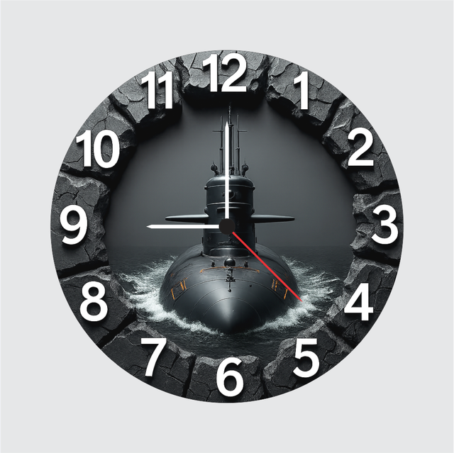 98-1.png TERA MERA GIFT Submarine Wall Clock 12 Inch – Navy Theme 3D Ocean Clock for Bedroom, Office & Gifting - Image 1