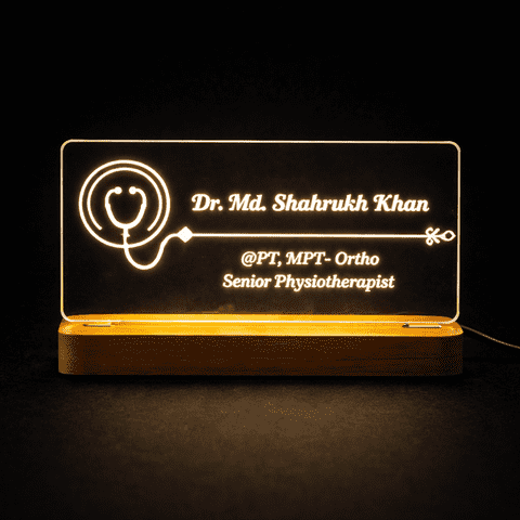 TERA MERA GIFT Custom Acrylic LED Doctor Name Plate | Personalized Clinic Office Desk Lamp - Image 1