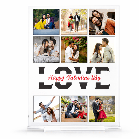 TERA MERA GIFT Custom Acrylic Collage Photo Frame Transparent 3mm UV Print Personalized Couple Pictures Love Theme Stand Gift Decor - Image 1